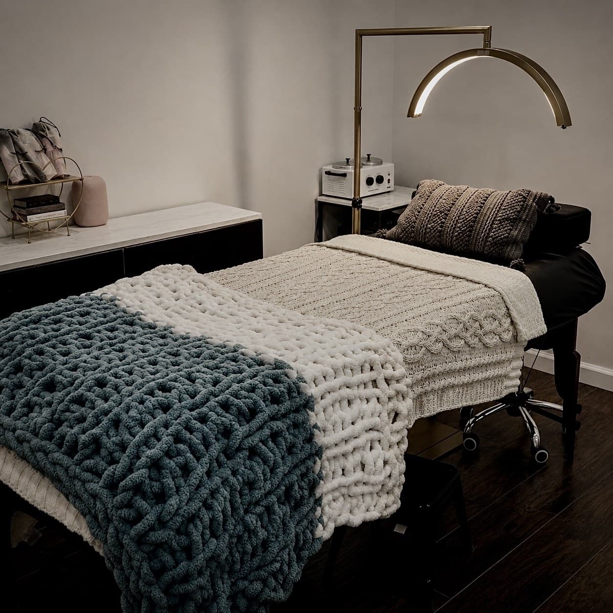 Cozy blanket treatment room at The Ivy