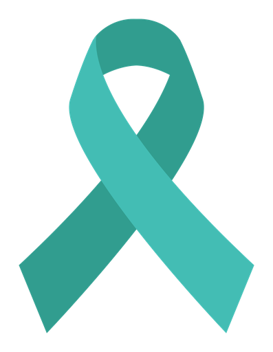 Teal ovarian cancer awareness ribbon